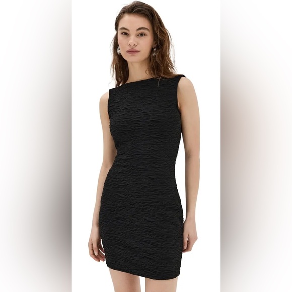 GOOD AMERICAN Wide Scrunchie Scoop Back Mini Dress - Black - Picture 3 of 4